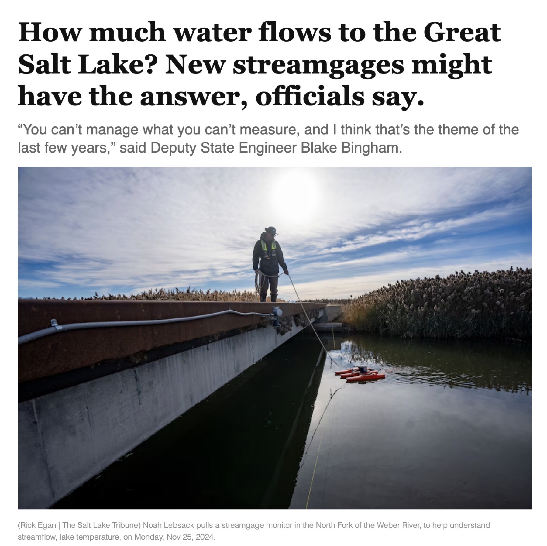 FRIENDS of Great Salt Lake - How much water flows to the Great Salt Lake? New streamgages might have the answer, officials say.
