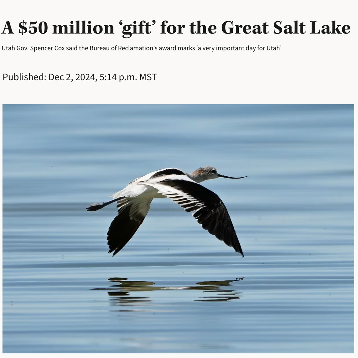 FRIENDS of Great Salt Lake - Bureau of Reclamation Sends $50 million to Great Salt Lake