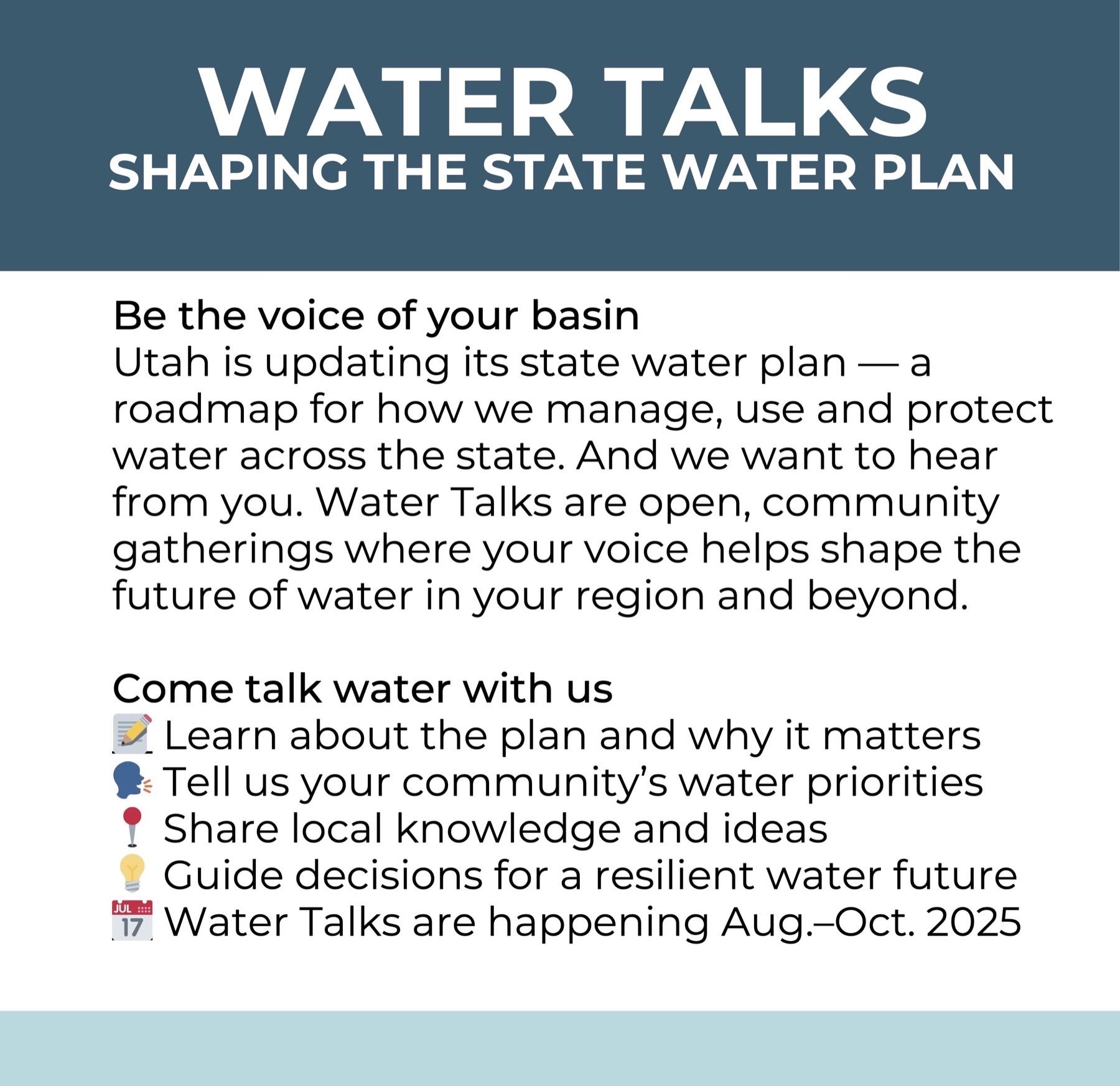 FRIENDS of Great Salt Lake - DWRe Water Talks: Help Shape the 2026 State Water Plan