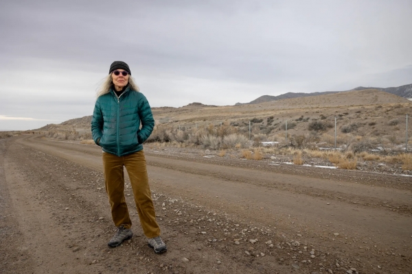 Lynn de Freitas, executive director of FRIENDS of Great Salt Lake, stands outside the Promontory Point Resources landfill site. The landfill is roughly half a mile from the banks of the lake on the tip of the Promontory Point peninsula.